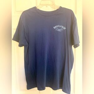 GAP T-Shirt: Blue w/White Print, Crewneck, Short Sleeves Large